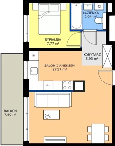 2 pokoje, mieszkanie 42,91 m², piętro 1, oferta nr AA0108, Pilczycka Vita, Wrocław, Pilczyce-Kozanów-Popowice Północne, Pilczyce, ul. Pilczycka 195