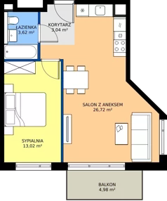 2 pokoje, mieszkanie 46,40 m², piętro 2, oferta nr BB0205, Pilczycka Vita, Wrocław, Pilczyce-Kozanów-Popowice Północne, Pilczyce, ul. Pilczycka 195