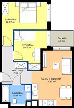 3 pokoje, mieszkanie 51,93 m², piętro 1, oferta nr BA0103, Pilczycka Vita, Wrocław, Pilczyce-Kozanów-Popowice Północne, Pilczyce, ul. Pilczycka 195