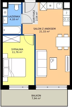 2 pokoje, mieszkanie 39,81 m², piętro 1, oferta nr BA0107, Pilczycka Vita, Wrocław, Pilczyce-Kozanów-Popowice Północne, Pilczyce, ul. Pilczycka 195