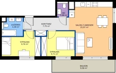 3 pokoje, mieszkanie 59,55 m², piętro 3, oferta nr BA0301, Pilczycka Vita, Wrocław, Pilczyce-Kozanów-Popowice Północne, Pilczyce, ul. Pilczycka 195
