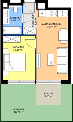 2 pokoje, mieszkanie 35,18 m², parter, oferta nr A2/02, Bemowo Vita etap IV, Warszawa, Bemowo, Chrzanów, ul. Szeligowska 57	