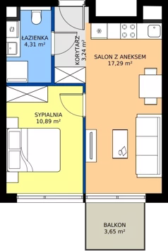 2 pokoje, mieszkanie 35,73 m², piętro 3, oferta nr A2/35, Bemowo Vita etap IV, Warszawa, Bemowo, Chrzanów, ul. Szeligowska 57	