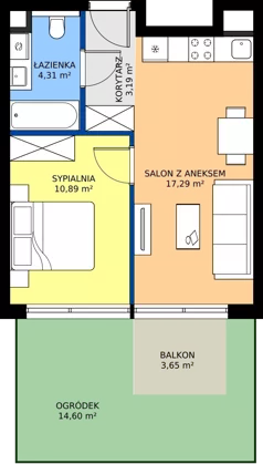 2 pokoje, mieszkanie 35,68 m², parter, oferta nr A2/03, Bemowo Vita etap IV, Warszawa, Bemowo, Chrzanów, ul. Szeligowska 57	