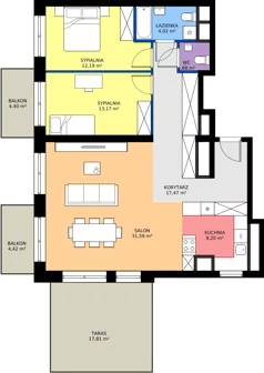 3 pokoje, mieszkanie 88,32 m², piętro 5, oferta nr M3/1/5/46, Przy Parku Vita III etap, Wrocław, Tarnogaj, Krzyki, ul. Międzyleska