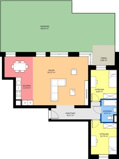 3 pokoje, mieszkanie 80,73 m², parter, oferta nr M3/2/0/3, Przy Parku Vita III etap, Wrocław, Tarnogaj, Krzyki, ul. Międzyleska