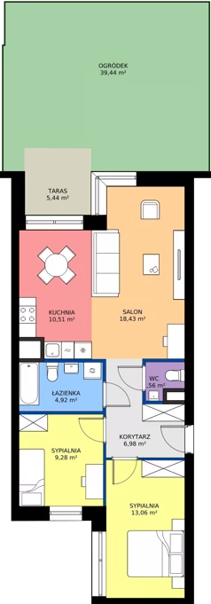 3 pokoje, mieszkanie 64,74 m², parter, oferta nr M3/3/0/1, Przy Parku Vita III etap, Wrocław, Tarnogaj, Krzyki, ul. Międzyleska