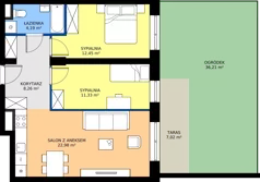 3 pokoje, mieszkanie 59,21 m², parter, oferta nr M3/1/0/2, Przy Parku Vita III etap, Wrocław, Tarnogaj, Krzyki, ul. Międzyleska