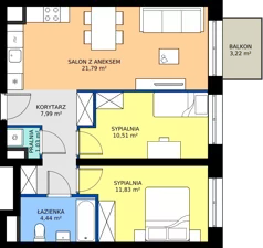 3 pokoje, mieszkanie 57,59 m², piętro 1, oferta nr M3/3/1/10, Przy Parku Vita III etap, Wrocław, Tarnogaj, Krzyki, ul. Międzyleska