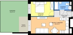 2 pokoje, mieszkanie 39,62 m², piętro 2, oferta nr M3/1/2/19, Przy Parku Vita III etap, Wrocław, Tarnogaj, Krzyki, ul. Międzyleska