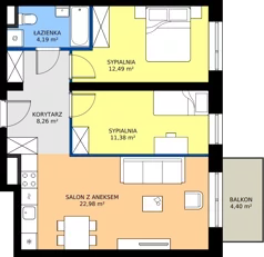 3 pokoje, mieszkanie 59,30 m², piętro 2, oferta nr M3/1/2/16, Przy Parku Vita III etap, Wrocław, Tarnogaj, Krzyki, ul. Międzyleska