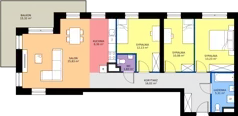 4 pokoje, mieszkanie 92,79 m², piętro 1, oferta nr M3/1/1/13, Przy Parku Vita III etap, Wrocław, Tarnogaj, Krzyki, ul. Międzyleska