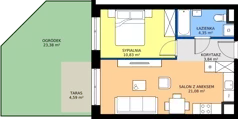 2 pokoje, mieszkanie 39,62 m², piętro 2, oferta nr M3/1/2/19, Przy Parku Vita III etap, Wrocław, Tarnogaj, Krzyki, ul. Międzyleska