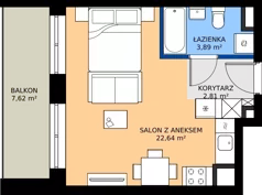 1 pokój, mieszkanie 29,34 m², piętro 2, oferta nr M3/3/2/26, Przy Parku Vita III etap, Wrocław, Tarnogaj, Krzyki, ul. Międzyleska