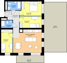 4 pokoje, mieszkanie 75,88 m², piętro 1, oferta nr M3/1/1/7, Przy Parku Vita III etap, Wrocław, Tarnogaj, Krzyki, ul. Międzyleska