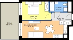 2 pokoje, mieszkanie 36,79 m², piętro 1, oferta nr M3/1/1/11, Przy Parku Vita III etap, Wrocław, Tarnogaj, Krzyki, ul. Międzyleska