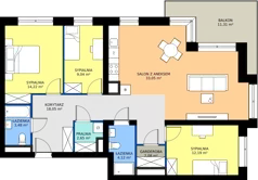 4 pokoje, mieszkanie 98,88 m², piętro 1, oferta nr M3/3/1/8, Przy Parku Vita III etap, Wrocław, Tarnogaj, Krzyki, ul. Międzyleska