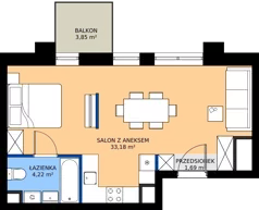 1 pokój, mieszkanie 39,09 m², piętro 5, oferta nr 5/A/09, Kijowska Vita, Warszawa, Praga Północ, Kamionek, ul. Kijowska 27