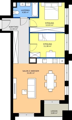 3 pokoje, mieszkanie 71,48 m², piętro 4, oferta nr 4/A/06, Kijowska Vita, Warszawa, Praga Północ, Kamionek, ul. Kijowska 27