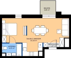 1 pokój, mieszkanie 39,10 m², piętro 4, oferta nr 4/A/09, Kijowska Vita, Warszawa, Praga Północ, Kamionek, ul. Kijowska 27