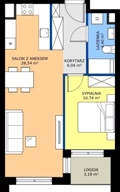 2 pokoje, mieszkanie 47,72 m², piętro 1, oferta nr 1/A/01, Kijowska Vita, Warszawa, Praga Północ, Kamionek, ul. Kijowska 27