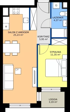 2 pokoje, mieszkanie 46,90 m², piętro 1, oferta nr 1/A/02, Kijowska Vita, Warszawa, Praga Północ, Kamionek, ul. Kijowska 27