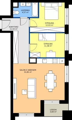 3 pokoje, mieszkanie 71,37 m², piętro 1, oferta nr 1/A/06, Kijowska Vita, Warszawa, Praga Północ, Kamionek, ul. Kijowska 27