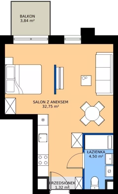 1 pokój, mieszkanie 38,57 m², piętro 2, oferta nr 2/A/08, Kijowska Vita, Warszawa, Praga Północ, Kamionek, ul. Kijowska 27