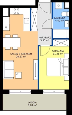2 pokoje, mieszkanie 42,37 m², piętro 7, oferta nr 7/A/03, Kijowska Vita, Warszawa, Praga Północ, Kamionek, ul. Kijowska 27