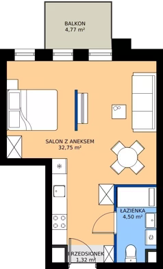 1 pokój, mieszkanie 38,57 m², piętro 4, oferta nr 4/A/08, Kijowska Vita, Warszawa, Praga Północ, Kamionek, ul. Kijowska 27