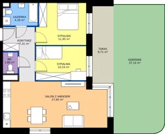 3 pokoje, mieszkanie 63,16 m², parter, oferta nr C1/00/03, WUWA Vita III, Wrocław, Żerniki, Fabryczna, ul. Maya