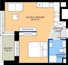 1 pokój, mieszkanie 33,77 m², piętro 1, oferta nr C1/01/20, WUWA Vita III, Wrocław, Żerniki, Fabryczna, ul. Maya