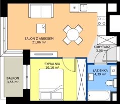 2 pokoje, mieszkanie 38,69 m², piętro 2, oferta nr C1/02/35, WUWA Vita III, Wrocław, Żerniki, Fabryczna, ul. Maya