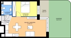 2 pokoje, mieszkanie 42,81 m², parter, oferta nr C1/00/01, WUWA Vita III, Wrocław, Żerniki, Fabryczna, ul. Maya