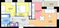 3 pokoje, mieszkanie 59,41 m², piętro 1, oferta nr C2/01/06, WUWA Vita III, Wrocław, Żerniki, Fabryczna, ul. Maya