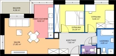 3 pokoje, mieszkanie 59,41 m², piętro 1, oferta nr C2/01/12, WUWA Vita III, Wrocław, Żerniki, Fabryczna, ul. Maya