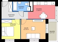 2 pokoje, mieszkanie 49,32 m², piętro 1, oferta nr D2/01/04, WUWA Vita III, Wrocław, Żerniki, Fabryczna, ul. Maya