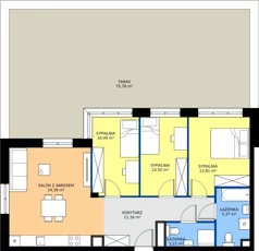4 pokoje, mieszkanie 77,94 m², piętro 1, oferta nr D2/01/05, WUWA Vita III, Wrocław, Żerniki, Fabryczna, ul. Maya