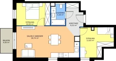 3 pokoje, mieszkanie 61,37 m², piętro 1, oferta nr B/KL1/1/01, Podhalańska Vita II etap, Wrocław, Żerniki, Złotniki, ul. Podhalańska