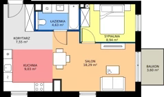 3 pokoje, mieszkanie 48,44 m², piętro 2, oferta nr B/KL7/2/07, Podhalańska Vita II etap, Wrocław, Żerniki, Złotniki, ul. Podhalańska