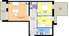 3 pokoje, mieszkanie 63,95 m², piętro 1, oferta nr B/KL5/1/02, Podhalańska Vita II etap, Wrocław, Żerniki, Złotniki, ul. Podhalańska