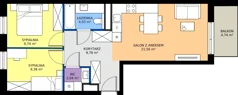 3 pokoje, mieszkanie 56,53 m², piętro 2, oferta nr B/KL2/2/01, Podhalańska Vita II etap, Wrocław, Żerniki, Złotniki, ul. Podhalańska