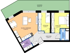 3 pokoje, mieszkanie 59,85 m², parter, oferta nr B/KL7/0/05, Podhalańska Vita II etap, Wrocław, Żerniki, Złotniki, ul. Podhalańska
