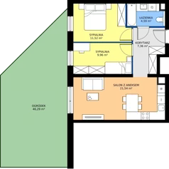 3 pokoje, mieszkanie 54,97 m², parter, oferta nr B/KL1/0/07, Podhalańska Vita II etap, Wrocław, Żerniki, Złotniki, ul. Podhalańska