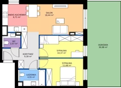 3 pokoje, mieszkanie 63,71 m², parter, oferta nr B/KL1/0/03, Podhalańska Vita II etap, Wrocław, Żerniki, Złotniki, ul. Podhalańska