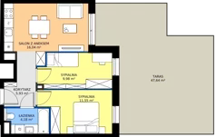 3 pokoje, mieszkanie 47,80 m², piętro 1, oferta nr B/KL2/1/02, Podhalańska Vita II etap, Wrocław, Żerniki, Złotniki, ul. Podhalańska