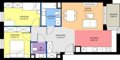 3 pokoje, mieszkanie 65,86 m², piętro 2, oferta nr B/KL7/2/02, Podhalańska Vita II etap, Wrocław, Żerniki, Złotniki, ul. Podhalańska