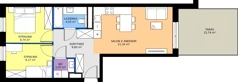 3 pokoje, mieszkanie 55,95 m², piętro 1, oferta nr B/KL2/1/01, Podhalańska Vita II etap, Wrocław, Żerniki, Złotniki, ul. Podhalańska