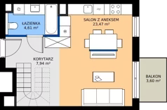 2 pokoje, mieszkanie 66,39 m², piętro 3, oferta nr B/KL7/3/06, Podhalańska Vita II etap, Wrocław, Żerniki, Złotniki, ul. Podhalańska