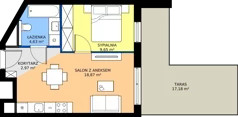 2 pokoje, mieszkanie 36,12 m², piętro 1, oferta nr B/KL7/1/03, Podhalańska Vita II etap, Wrocław, Żerniki, Złotniki, ul. Podhalańska